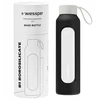 Wessper B1 motyvacinis stiklinis butelis su matavimo taurele 0,5 l, skirtas fitnesui ir sporto salei