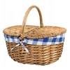 Wicker Picnic Basket, rudas, tamsiai mėlynas audinys
