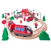 Woody Train su elektrine mašina, ugniagesiai, 60 dalių