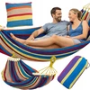 XXL dvivietis sodo hamakas 250x155 cm su pagalve, spalvingas, 200kg + virves