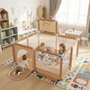 Žaidimų aikštelė kūdikiams 125x125x66 cm, Selonis, 400 kamuoliukų 6 cm, Didelė žaidimų aikštelė, Didelis maniežas, Plastikiniai kamuoliukai, Pastelinė smėlio, pastelinė mėlyna, pastelinė geltona, mėtinė