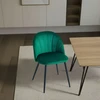 „Žalias Velvet“ valgomojo kėdė, modernus dizainas, juodos plieninės kojos