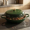 Žemai emaliuotas ketaus HAGE POT 30 cm 3L butelis Žalios indukcinės dujos