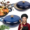 Atusa Žemai emaliuotas ketaus puodas HAGE 30 cm 3L mėlynas