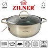 Zilner DIDELIS KIETAS PUODAS PLATUS PADAŽAS SU MARMURO DANGA 26cm 5,0L