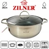 Zilner DIDELIS KIETUS PUODAS ŽEMAI PLATUS PADAŽAS SU MARMURO DANGA 28cm 6,5L PLIENAS