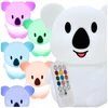 Zolta Silikoninė naktinė lempa vaikams, švelnios spalvos, RGB LED USB, xxl + pultelis