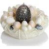 Žvakė-figūra Kiaušinis pintinėje Bartek CandlesPV2024 135x70mm/dega 8h Ivory &amp; Juodas