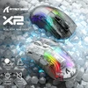 Bevielė žaidimų pelė Attack Shark Pelė X2 Baltas / permatoma Tri-Mode 2.4Ghz/Bluetooth 5.0/USB C PixArt 3212-RGB Backlit-Silen
