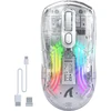 Bevielė žaidimų pelė Attack Shark Pelė X2 Baltas / permatoma Tri-Mode 2.4Ghz/Bluetooth 5.0/USB C PixArt 3212-RGB Backlit-Silen