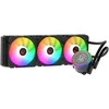 Rampage HELIOS C17 skysčiu aušinamas procesoriaus 12 cm aušintuvas su temperatūros rodmeniu. ARGB 360 mm. Intel LGA1700 / AMD AM5