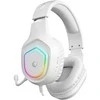 Rampage RM-K90 VECTOR baltos RGB LED žaidimų ausinės su mikrofonu ir garso reguliavimu ant ausinių. lankstus mikrofonas