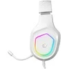 Rampage RM-K90 VECTOR baltos RGB LED žaidimų ausinės su mikrofonu ir garso reguliavimu ant ausinių. lankstus mikrofonas
