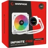Skysčiu aušinimas ventiliatorius Rampage INFINITE C120. Baltas ARGB. Intel LGA1700/AMD AM5. tinkamas 120mm