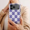 Voltuna Dėklas „Indigo Smiley Grid“ su MagSafe Apple iPhone 13-17 modeliams