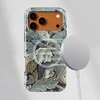 Voltuna Dėklas „Sidabrinis Leaf Elegance“ su MagSafe Apple iPhone 13-17 modeliams