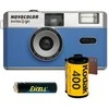 Mėlyna „Novocolor Swiss+Go“ 35 mm analoginė kamera Mėlyna (su juostele, dėklu ir baterija)