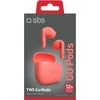 SBS belaidės ausinės Go Pods TWS, raudonos
