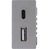 1/2 greito krovimo lizdas Feelspot USB+C, be rėmelio, pilkas, 20W