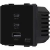 Greito krovimo rozetė Feelspot su USB+C+C jungtimis, 65W, juoda