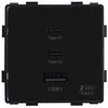 Greito krovimo rozetė Feelspot su USB+C+C jungtimis, 65W, juoda