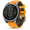 Išmanusis laikrodis Garmin Fenix 8 – 51 mm, AMOLED Sapphire, Iš titano su oranžiniu / grafito spalvos silikoniniu dirželiu