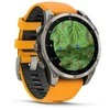Išmanusis laikrodis Garmin Fenix 8 - 47 mm, AMOLED Sapphire, Titanas su oranžiniu / grafito spalvos silikoniniu dirželiu