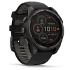 Išmanusis laikrodis Garmin Fenix 8 51 mm, Solar, Sapphire, Pilkos anglies spalvos DLC titanas su juodos / pilkos akmenukų spalvos silikoniniu dirželiu