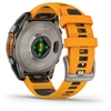 Išmanusis laikrodis Garmin Fenix 8 – 51 mm, AMOLED Sapphire, Iš titano su oranžiniu / grafito spalvos silikoniniu dirželiu