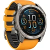 Išmanusis laikrodis Garmin Fenix 8 – 51 mm, AMOLED Sapphire, Iš titano su oranžiniu / grafito spalvos silikoniniu dirželiu