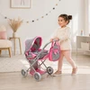 Doris Lėlių vežimėlio rinkinys 3in1, 6 dalių, su nešyne, patalyne, krepšiu ir kilimėliu, pilka / rožinė