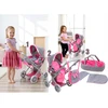 Doris Lėlių vežimėlio rinkinys 3in1, 6 dalių, su nešyne, patalyne, krepšiu ir kilimėliu, pilka / rožinė