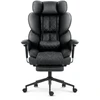 Hells Chair Biuro kėdė su kojų atrama ir reguliuojamais porankiais, dirbtinė oda, juoda