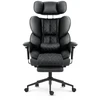 Hells Chair Biuro kėdė su kojų atrama ir reguliuojamais porankiais, dirbtinė oda, juoda