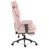 Hells Chair Biuro kėdė su kojų atrama ir reguliuojamais porankiais, veliūrinis audinys, rožinė