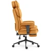 Hells Chair Biuro kėdė su kojų atrama ir reguliuojamais porankiais, veliūrinis audinys, garstyčių geltona