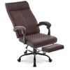 Hells Chair Biuro kėdė su kojų atrama ir spyruokline sėdyne, dirbtinė oda, ruda