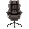 Hells Chair Biuro kėdė su kojų atrama ir reguliuojamais porankiais, dirbtinė oda, ruda