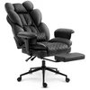 Hells Chair Biuro kėdė su kojų atrama ir reguliuojamais porankiais, dirbtinė oda, juoda
