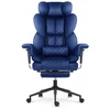 Hells Chair Biuro kėdė su kojų atrama ir reguliuojamais porankiais, veliūrinis audinys, tamsiai mėlyna