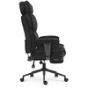 Hells Chair Biuro kėdė su kojų atrama ir reguliuojamais porankiais, veliūrinis audinys, juoda