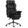 Hells Chair Biuro kėdė su kojų atrama ir reguliuojamais porankiais, veliūrinis audinys, juoda