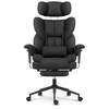 Hells Chair Biuro kėdė su kojų atrama ir reguliuojamais porankiais, audinys, juoda