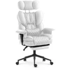 Hells Chair Biuro kėdė su kojų atrama ir reguliuojamais porankiais, dirbtinė oda, balta