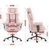 Hells Chair Biuro kėdė su kojų atrama ir reguliuojamais porankiais, veliūrinis audinys, rožinė