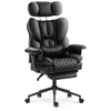Hells Chair Biuro kėdė su kojų atrama ir reguliuojamais porankiais, dirbtinė oda, juoda