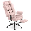 Hells Chair Biuro kėdė su kojų atrama ir reguliuojamais porankiais, veliūrinis audinys, rožinė