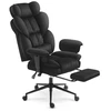 Hells Chair Biuro kėdė su kojų atrama ir reguliuojamais porankiais, veliūrinis audinys, juoda
