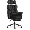 Hells Chair Biuro kėdė su kojų atrama ir reguliuojamais porankiais, veliūrinis audinys, juoda