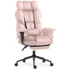 Hells Chair Biuro kėdė su kojų atrama ir reguliuojamais porankiais, veliūrinis audinys, rožinė